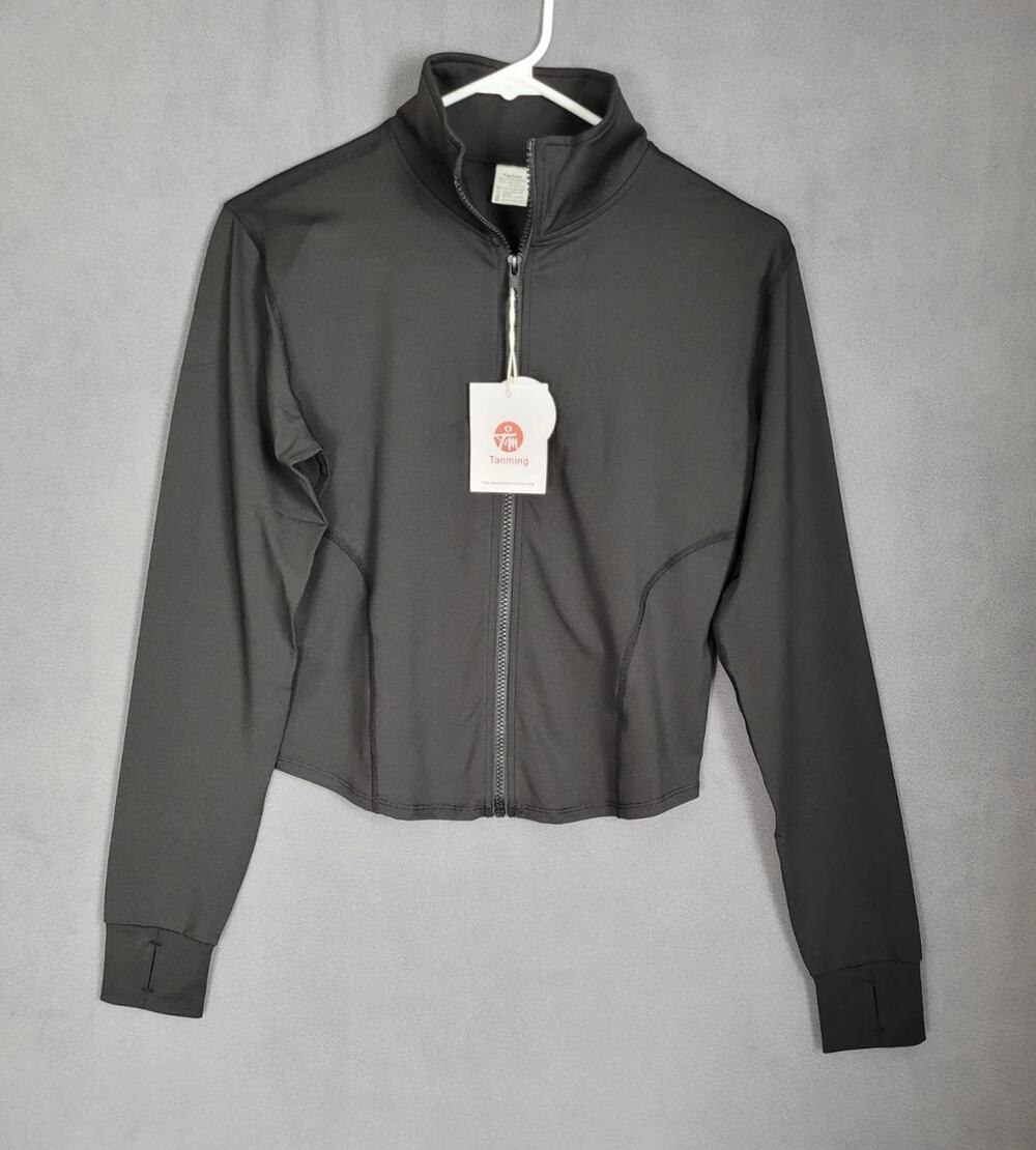 Tanming Womens Full Zip Seamless Workout Jacket Running Yoga Slim Fit Medium